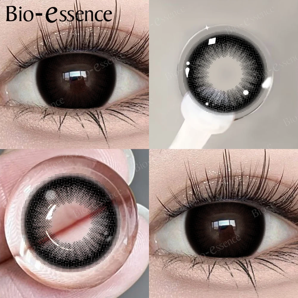 Bio-bistvo 1 Par Črne Leče korejski Leče za Barvne Kontaktne Leče Kratkovidnost Leče Črne Oči, Leče z Visoko Stopnjo Kakovosti