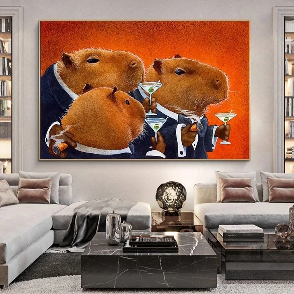 Capybara Poster Tiskanje Soba Dekor Kawaii Živali prašička Platno Stensko Slikarstvo v slikah, za dnevno Sobo Darilo Stenski Dekor