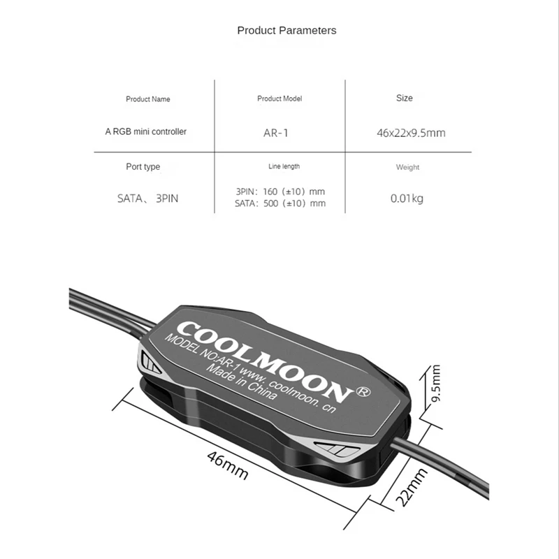 COOLMOON ARGB Mini Krmilnik Z Podaljšali Kabel Široko Združljivost 5V 3-Pin Za SATA Napajanje RGB Krmilnik Sync