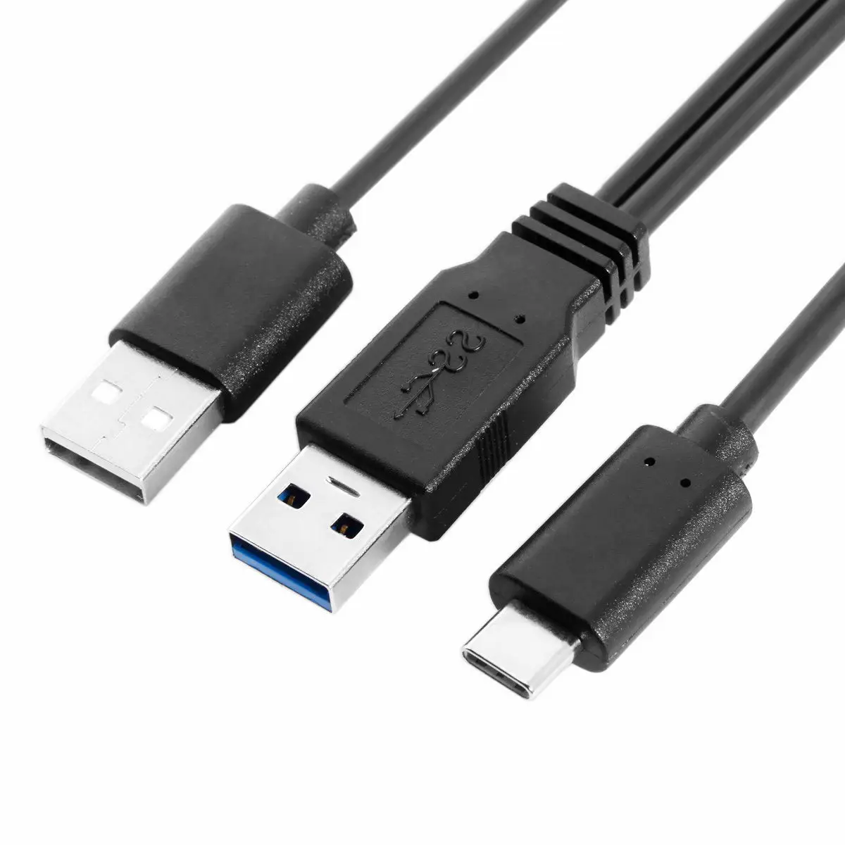 CYSM Xiwai USB 3.0 Power Podatkov Moški & USB 2.0, Dvojno Napajanje USB-C Tip-C Y Kabel Kabel za Lap top & Trdi Disk 60 cm Črni