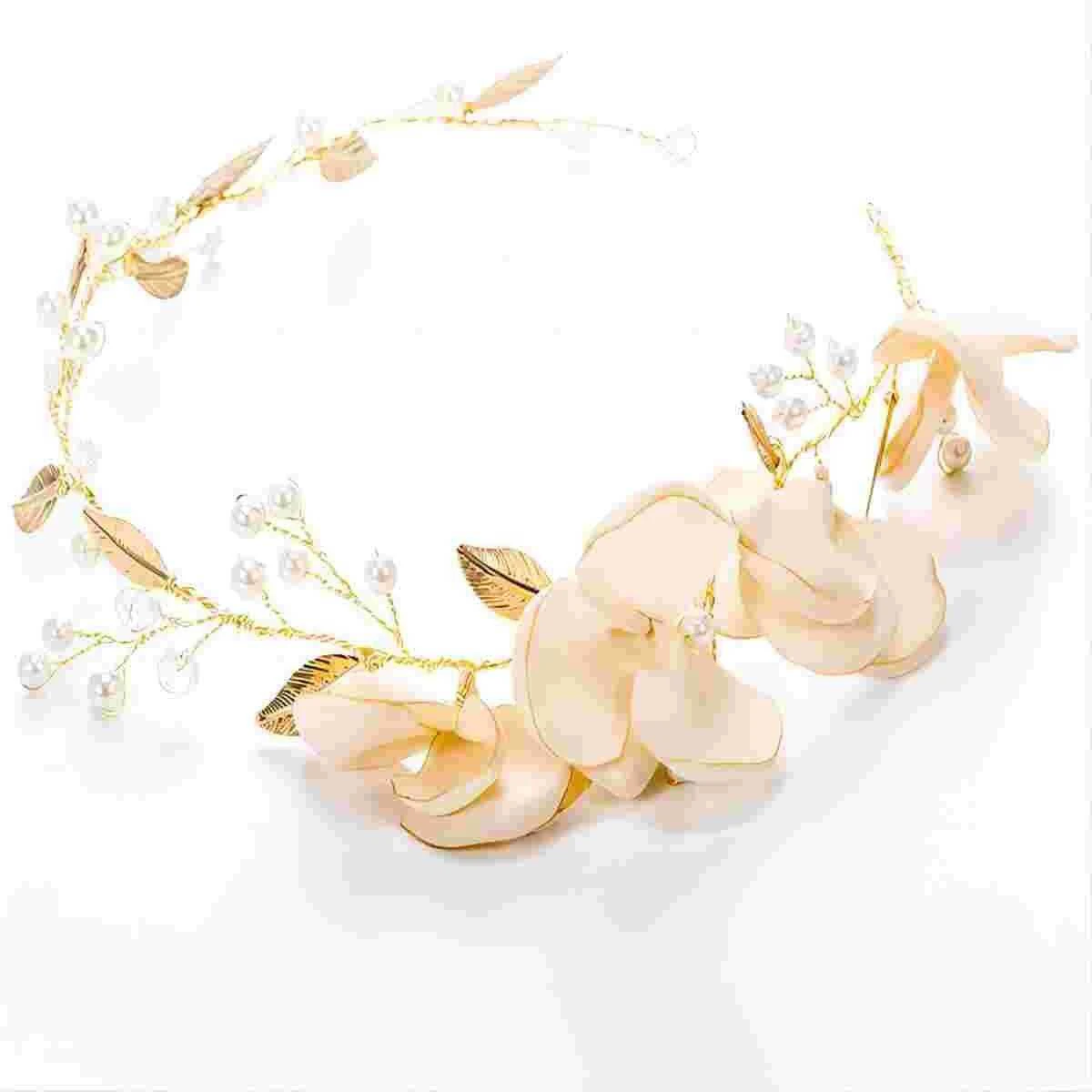 Dame Moda Poročne Umetno Pearl Tkanine Dekoracijo Cvet Ročno Dekleta Družico Obleke, Nakit Headpieces Stranka Darila