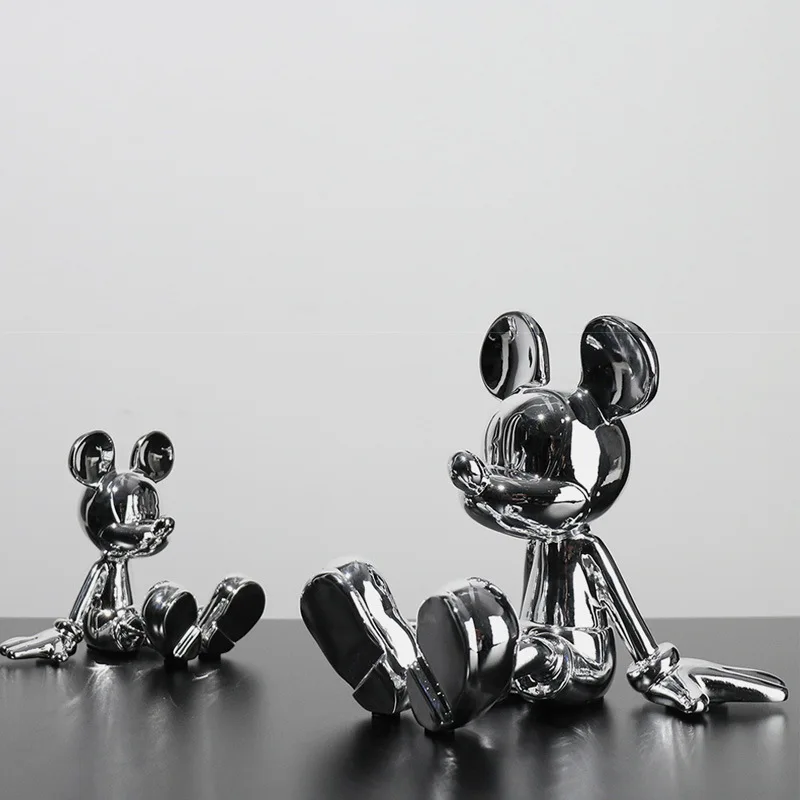 Disney Mickey Mouse Kiparstvo Sedel Gesto Mickey Številke Kip Anime Lutka Okraski TV Omarica Namizje Mehko Dekoracijo