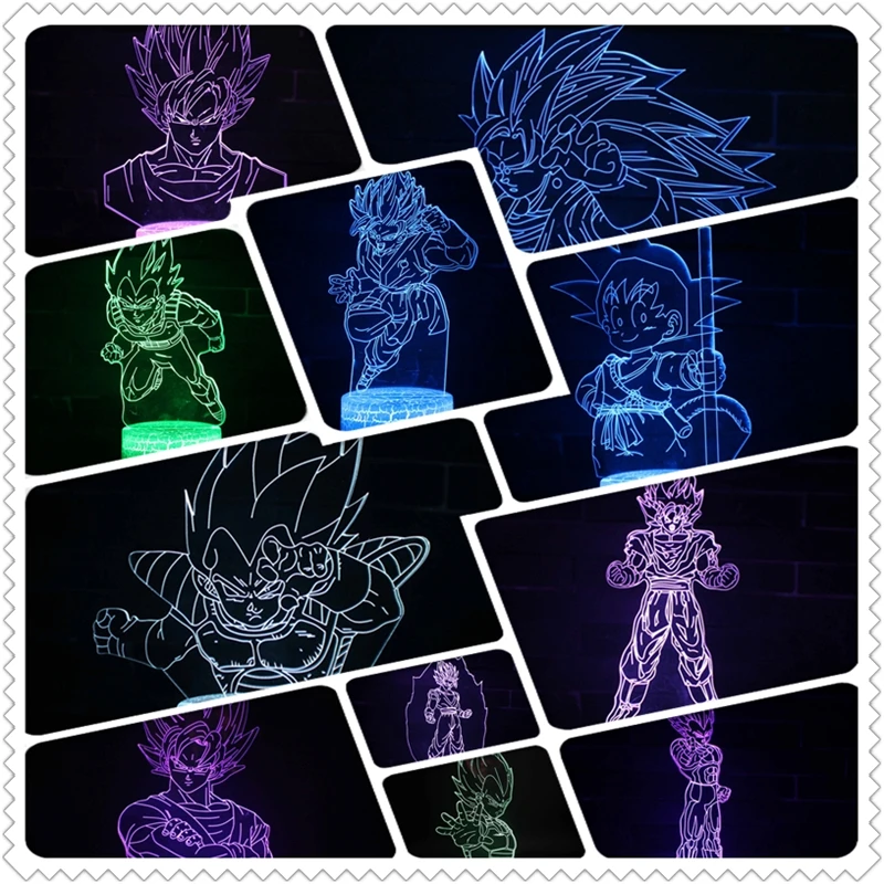 Dragon Ball Super Saiyan Sina Vegeta 3D LED Nočna Lučka Slika Igrače, Svetilke Doma Dekoracijo Rojstni dan, Božič Otroke Darila