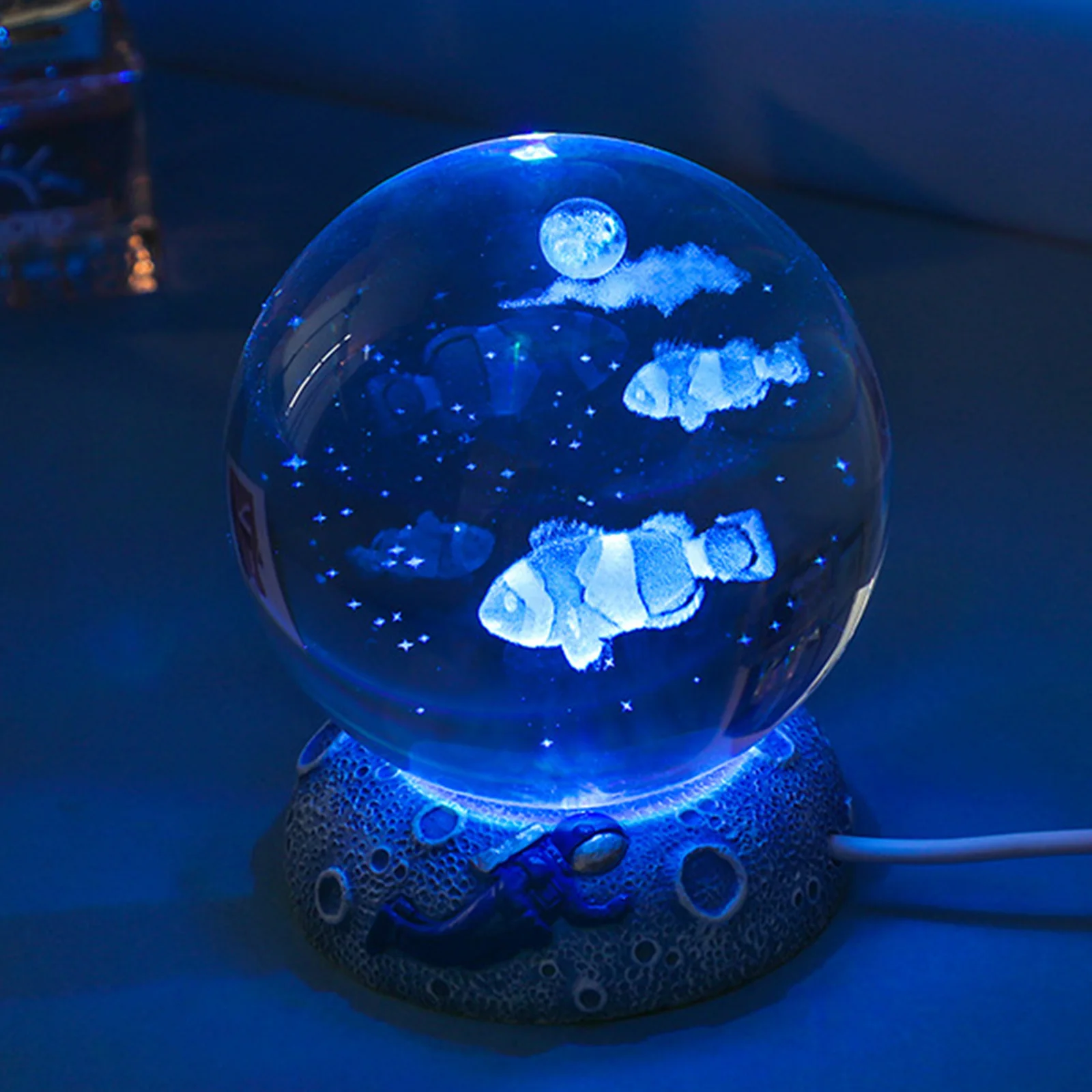 Edinstveno Kristalno Kroglo Nočne Luči Žareče Morju Meduze Astronavt USB Power Topli Postelji Luči Božič Otrok Darilo Nočna Lučka