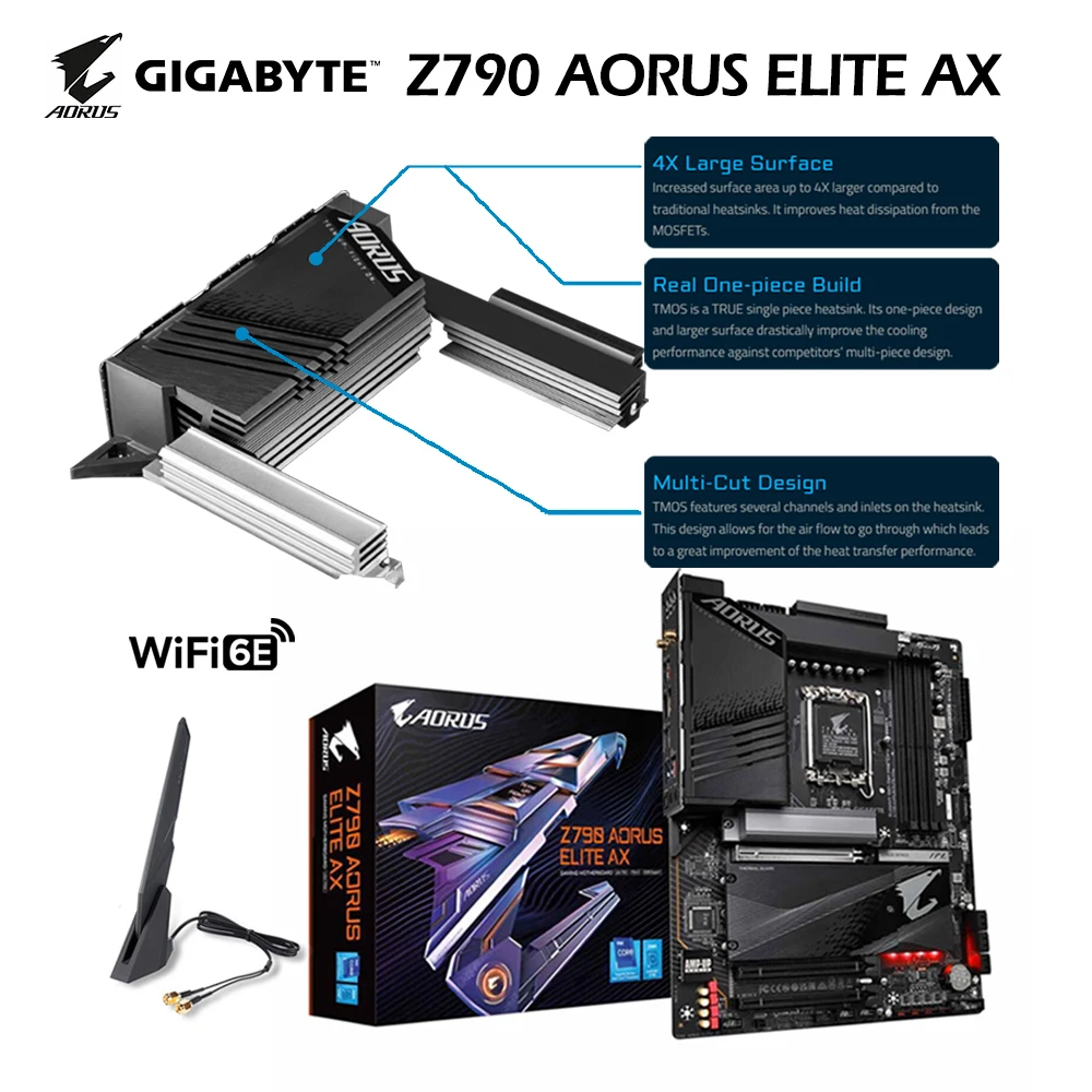 GIGABYTE Z790 AORUS ELITE AX Motherboard CPU Kit i9 13900K Z DDR5 RAM 5600MHz 32GB *2pcs RGB Pomnilnika, WIFI 6E PCIe 5.0 M. 2 Nova
