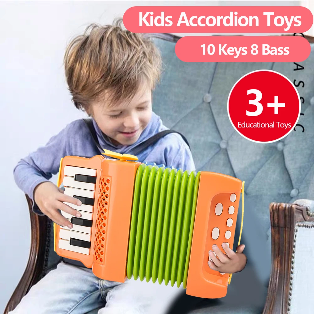 Harmonika Igrača 10 Tipke 8 Bas Harmonike za Otroke Glasbila, Izobraževalne Igrače, Darila za Toddlers Začetnike Fantje Dekleta