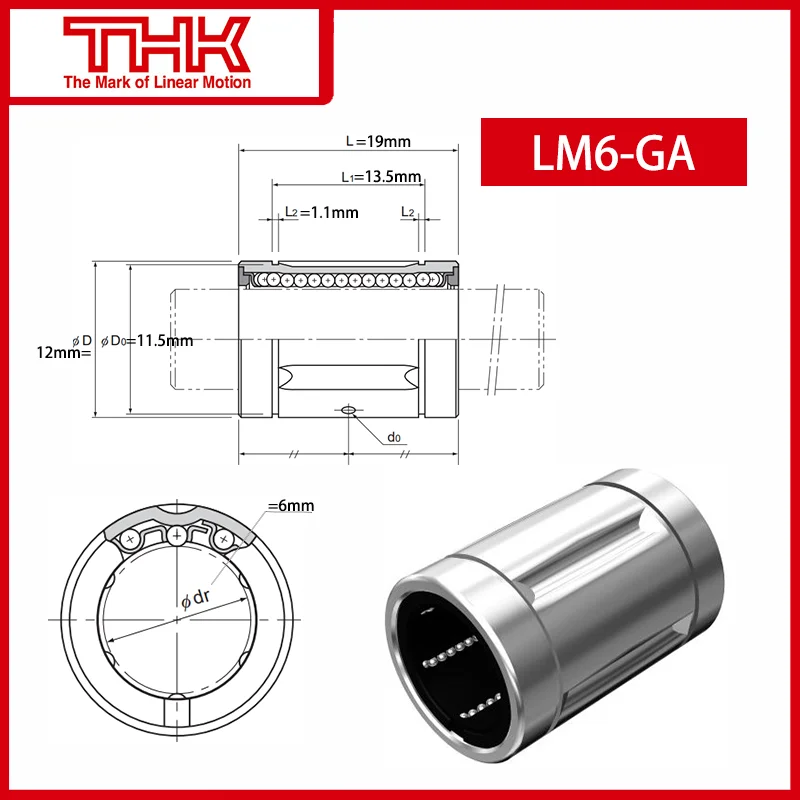 Izvirno Novo THK linearni tulko LM LM6-SS LM6GA linearnih ležajev