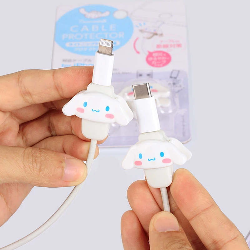 Kawaii Sanrio Hello Kitty mobilni telefon kabel zaščitnik Risanka Moje Melodije Cinnamoroll break-odporen silikonski Polnilnik primeru