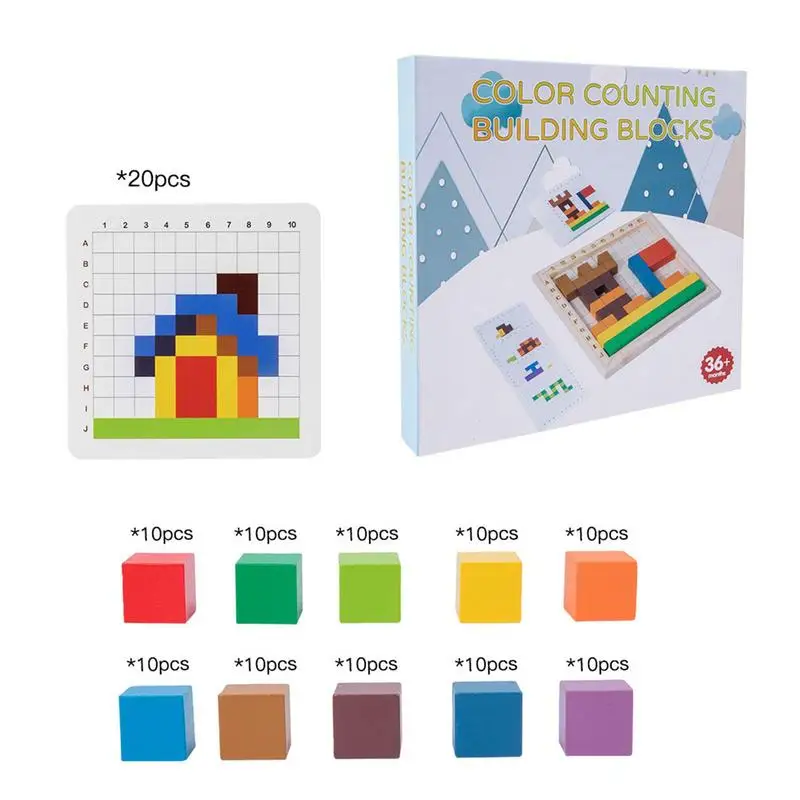 Kocka Bloki Leseno Oblike Uganke 3D Logično Razmišljanje Usposabljanje Začetku Izobraževalne Igrače Montessori Uganke Za Otroke, Fantje Dekleta