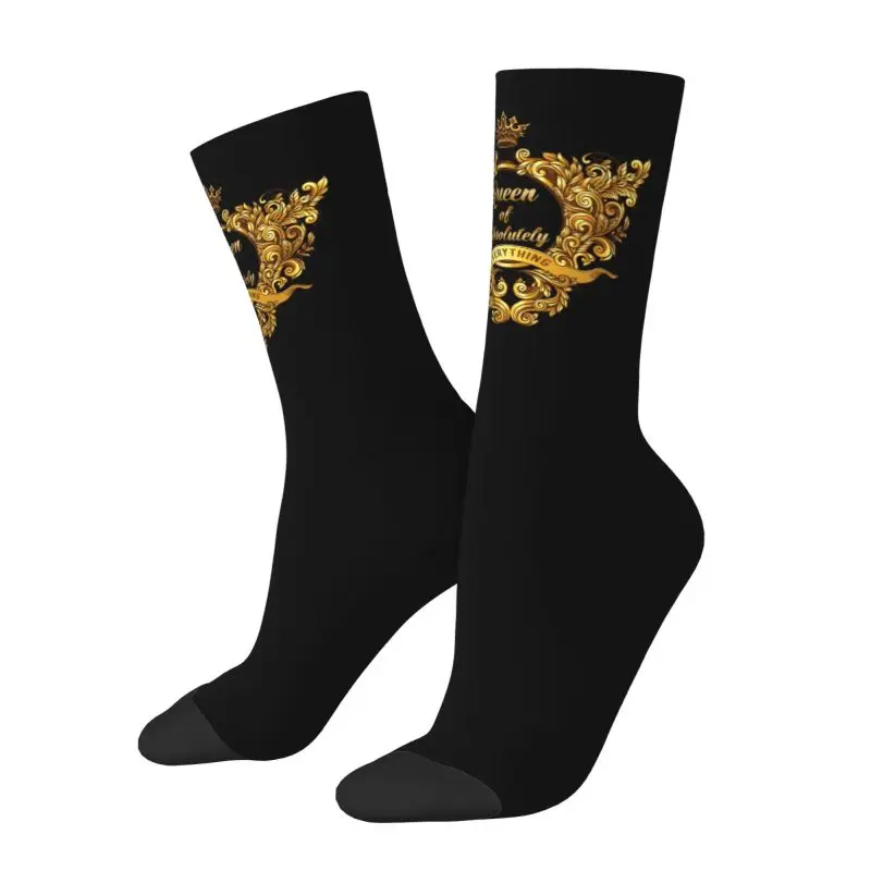Kraljica Absolutno Zlato Cvetlični Baročno Moški Ženske Posadke Nogavice Unisex Luštna 3D Tiskanje Obleka Nogavice