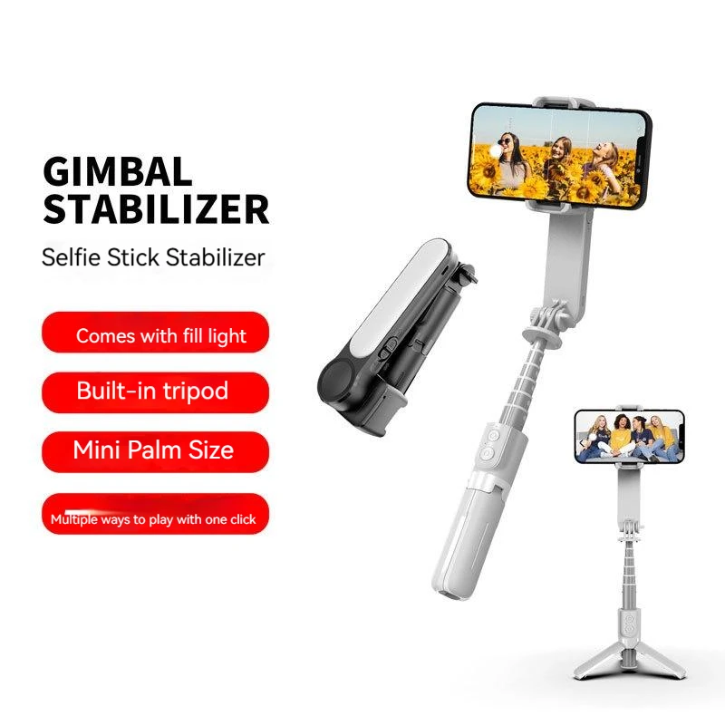 L09 Ročni Stabilizator Bluetooth Selfie Palico Lepoto Fill Light Anti-shake Vlog Os Mini Stabilizator Gimbal