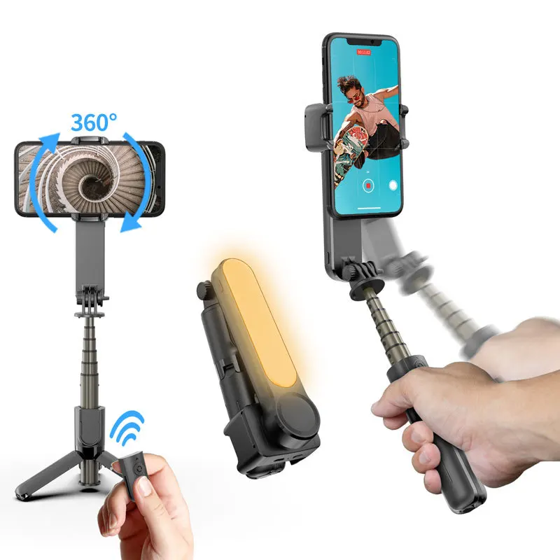 L09 Ročni Stabilizator Bluetooth Selfie Palico Lepoto Fill Light Anti-shake Vlog Os Mini Stabilizator Gimbal