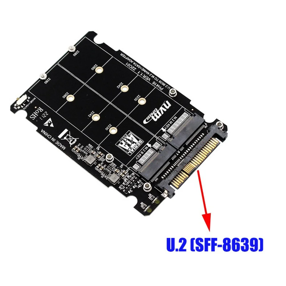 M. 2 SSD za U. 2 Adapter 2v1 M. 2 NVMe in SATA-Bus NGFF SSD da PCI-E U. 2 SFF-8639 Adapter PCIe M2 Pretvornik,Brez Lupine