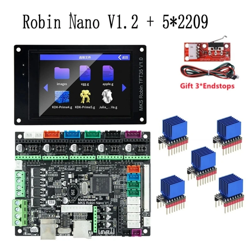 Makerbase MKS, Robin za Nano V1.2 32Bit Nadzorni Odbor 3D Tiskalnik Del TFT35 Zaslon FFC+USB Print Kabel Krmilnik WIFI