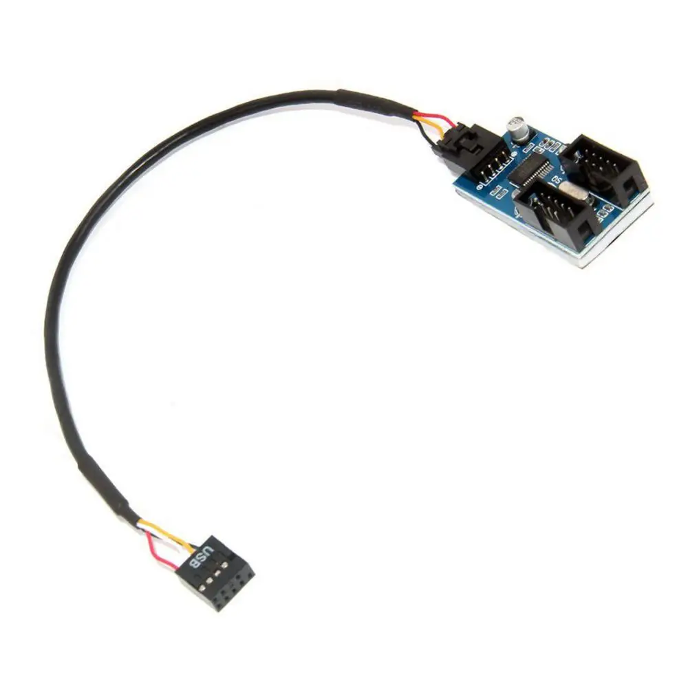 Matične plošče, 9pin Podaljšek Adapter USB Glave Splitter Moški 1 Do 2 Ženski Namizje 9-Pin USB2.0 HUB Priključek 30 CM