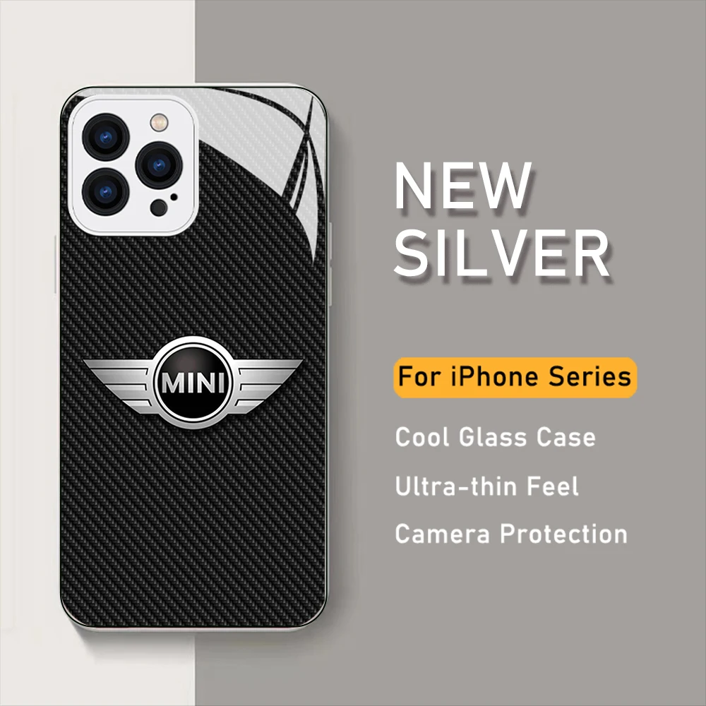 Mini CooPers Novi Rdeči Avto Kovinske Barve Primeru Telefon Za iPhone 15 14 13 12 Mini 11 Pro Max X XS XR 7 8 MP Plus Stekla Hard Cover