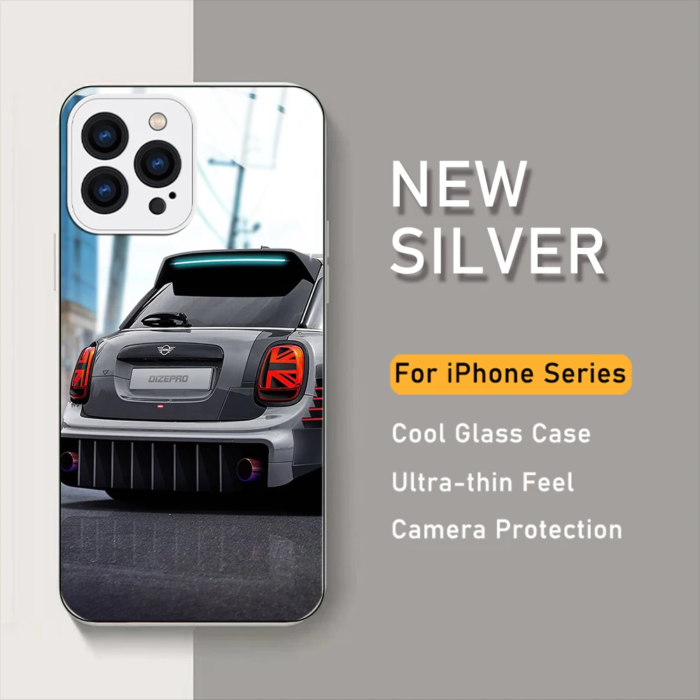 Mini CooPers Novi Rdeči Avto Kovinske Barve Primeru Telefon Za iPhone 15 14 13 12 Mini 11 Pro Max X XS XR 7 8 MP Plus Stekla Hard Cover