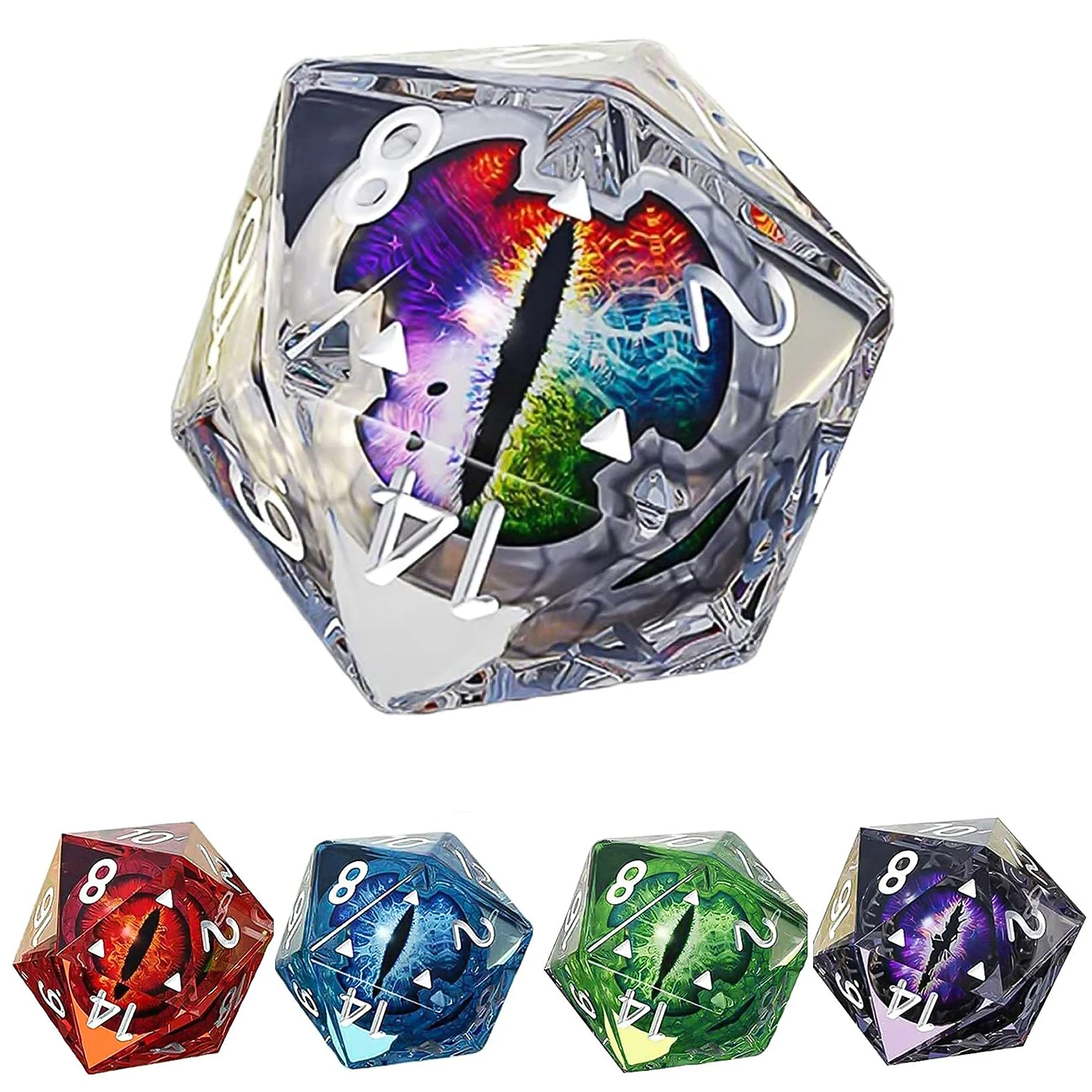 Mini Crystal Kocke Polyhedral Zmaj Oko 20 Stranicami Kocke 5pcs Nastavite Standardne Velikosti Poligonske Kocke Smolo Zmaj Oči Kocke Set