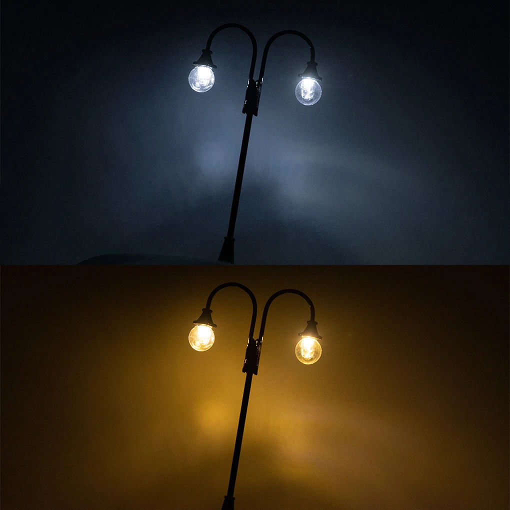 Mini Vlak Lamppost Miniaturni 1:87 LED Scene, Luči, Ulice Univerzalnega Modela za Železniški Svetilke Pribor Sivo（Toplo Bela）