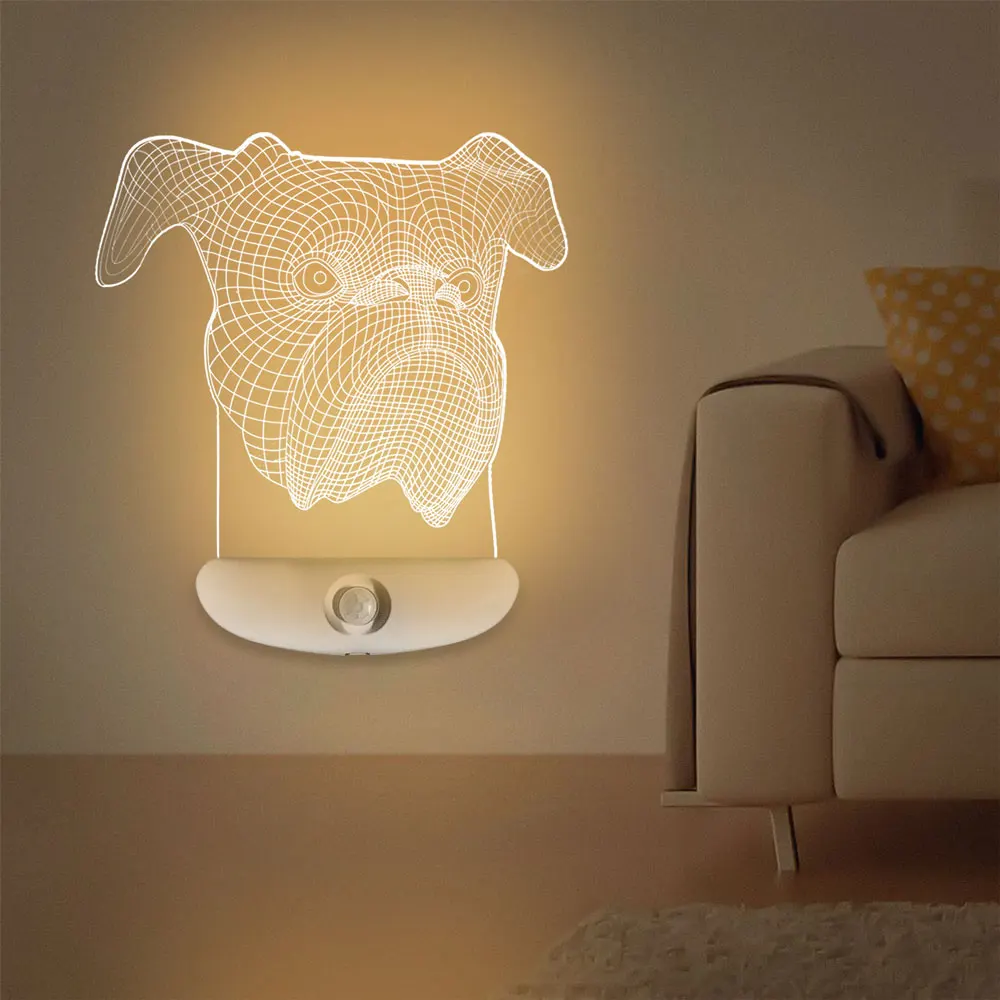Najnovejši Polnilna Akrilno Ploščo Svetilko Z Baterijo Senzor Gibanja LED Bitcoin/Žival 3D Noč Luč Za Kabinet Kuhinja Spalnica