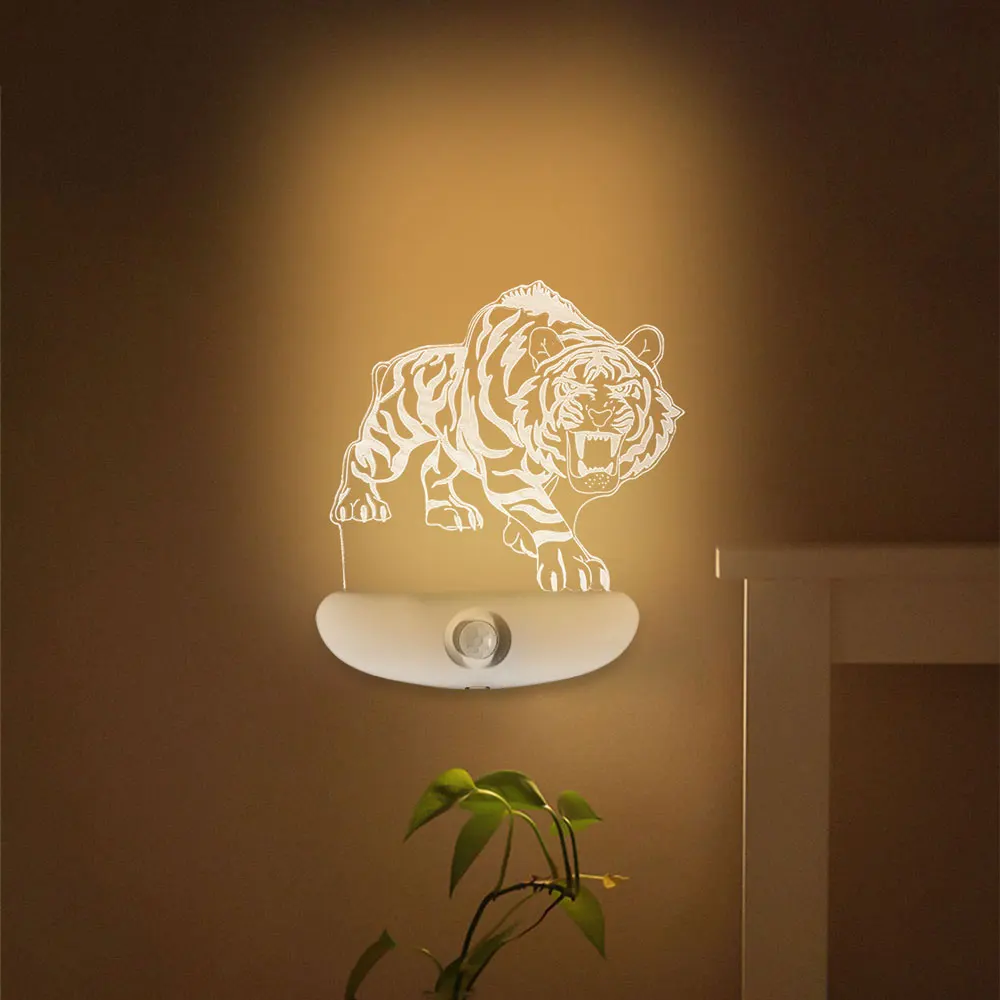 Najnovejši Polnilna Akrilno Ploščo Svetilko Z Baterijo Senzor Gibanja LED Bitcoin/Žival 3D Noč Luč Za Kabinet Kuhinja Spalnica
