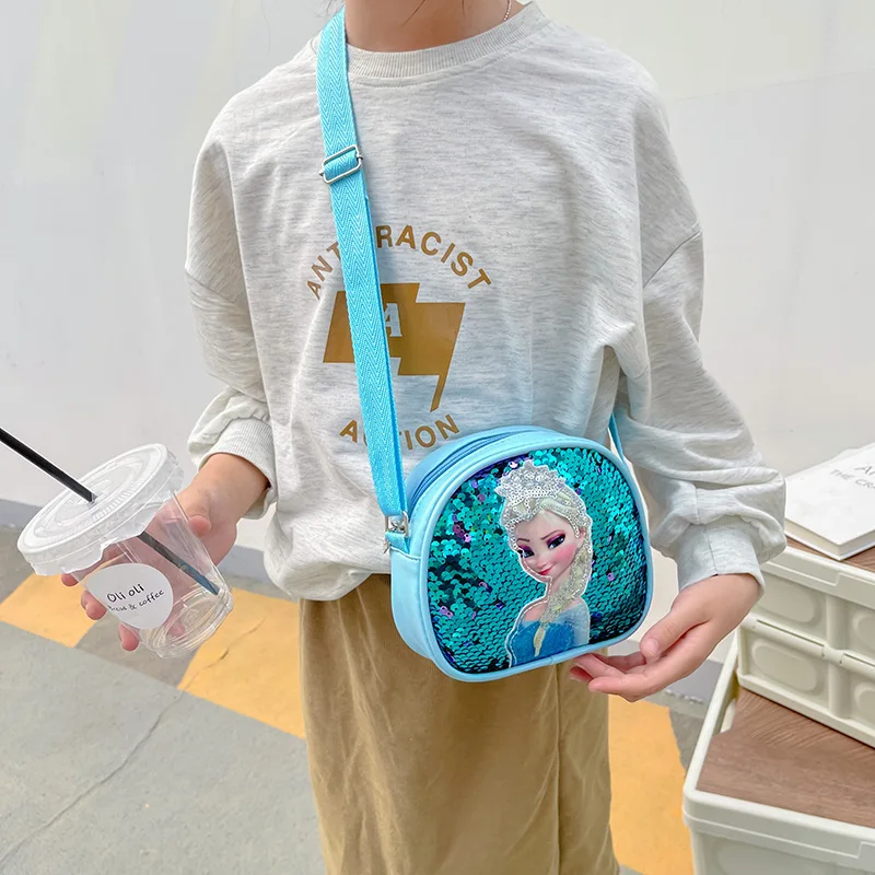 Nove Disney Zamrznjeno 2 otroka Crossbody Vrečko Sequins Elsa Princesa Dekleta Torbice Večnamensko PU Usnje Vreča za Darilo za Rojstni dan