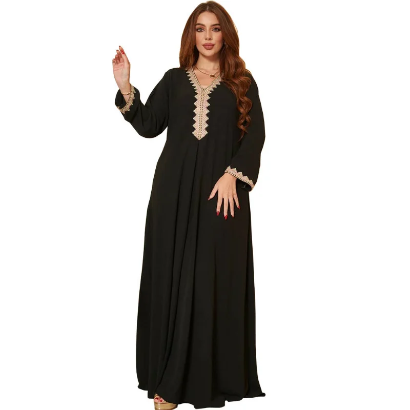 Obleko Jeseni in Pozimi Bližnjem Vzhodu Muslimanskih Fashion Lace Evropske Etnične Slog Jugovzhodne Azije ženska Obleka