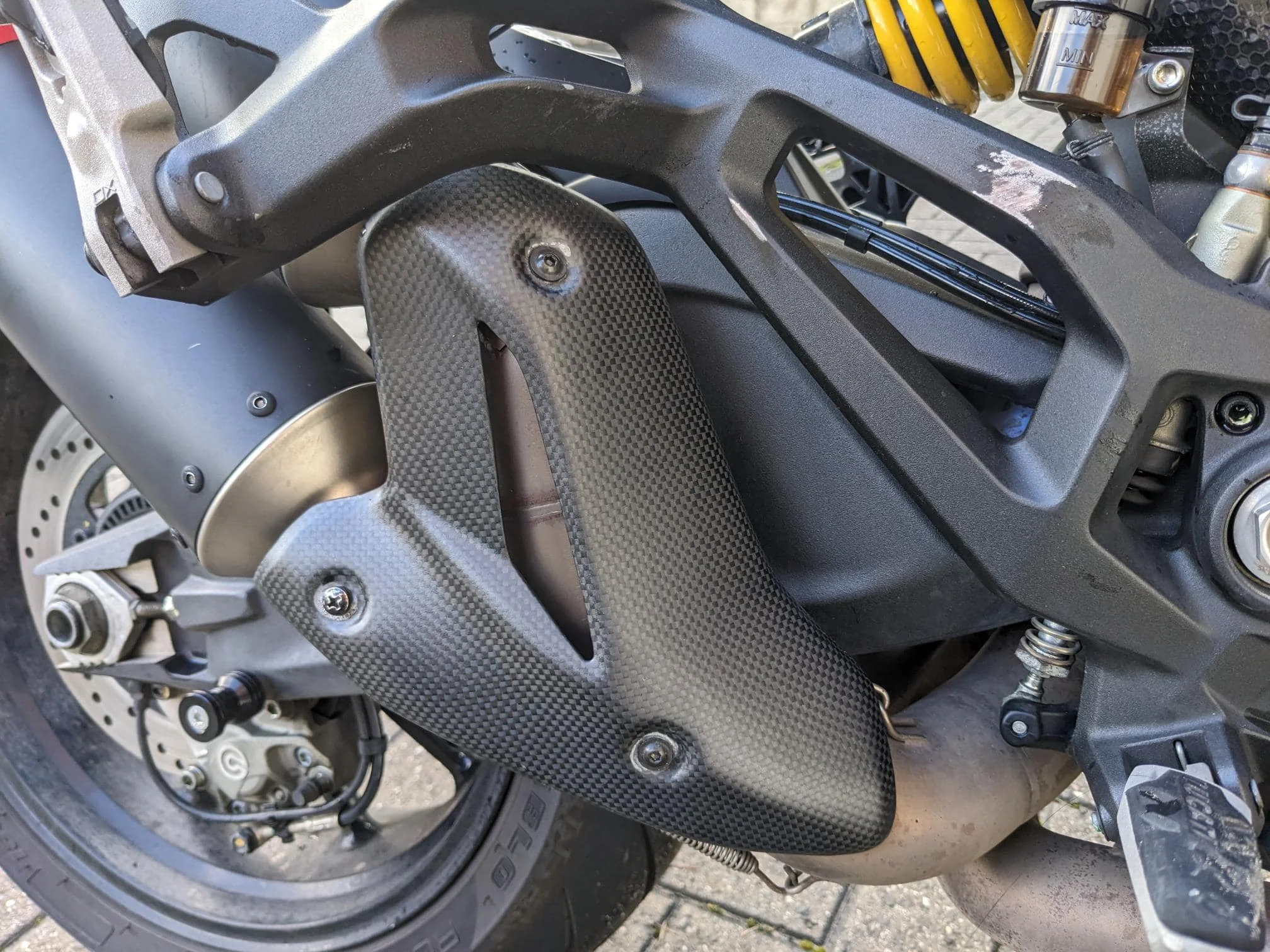 Ogljikov Izpušnih Kritje za Ducati Monster 937 2021-2023 V MAT v platnovi VEZAVI