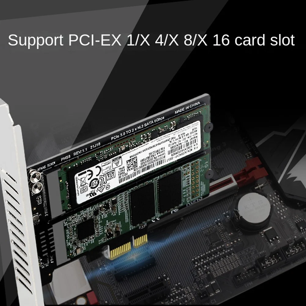 PH58 2 x M2 SATA da PCIE vmesniško Kartico Dvojni Disk Zaslon Kartica RAID Produkti z Razširitveno Kartico, PCIe X1 da NGFF M2 SATA SSD