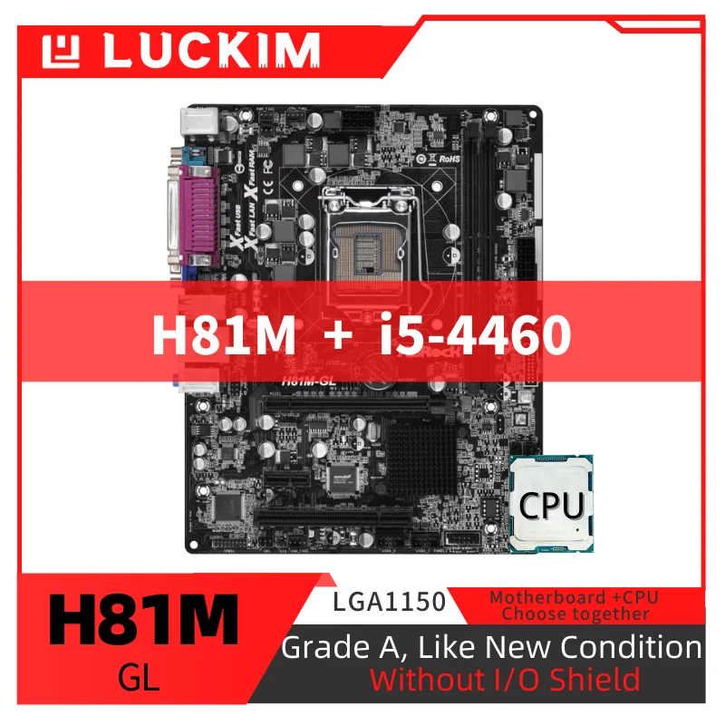 Prenovljen H81M-GL Motherboard LGA1150 i5-4460 Set Komplet z Procesor