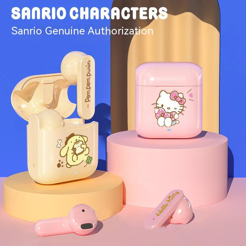 Sanrio Hello Kitty Brezžične Slušalke Mikrofon Kuromi Bluetooth Slušalke Šport Čepkov Cinnamoroll Melodijo Touch Kontrole