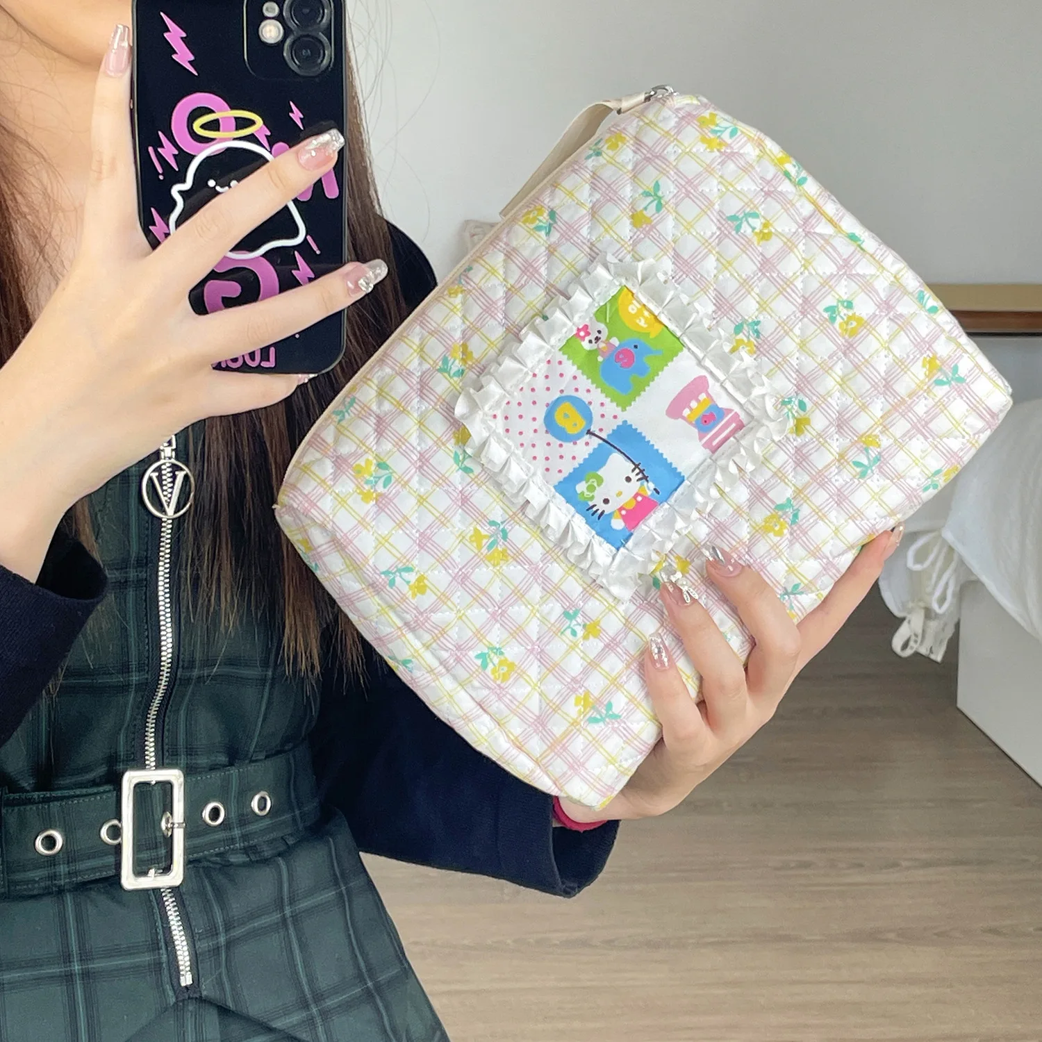 Sanrio Hello Kitty Kozmetični Vrečko Za Pranje Vreča Vezene Vrečke Večnamenske Velike Zmogljivosti Ženska Prenosno Vrečko Za Shranjevanje Dekle Darilo