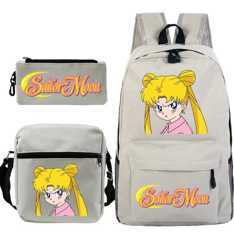 Tri-kos Anime Sailor Moon Natisnjeni Nahrbtnik Študent Priložnostne Moda šolska torba Torba Svinčnik Vrečko Nastavite Zadrgo šolska torba