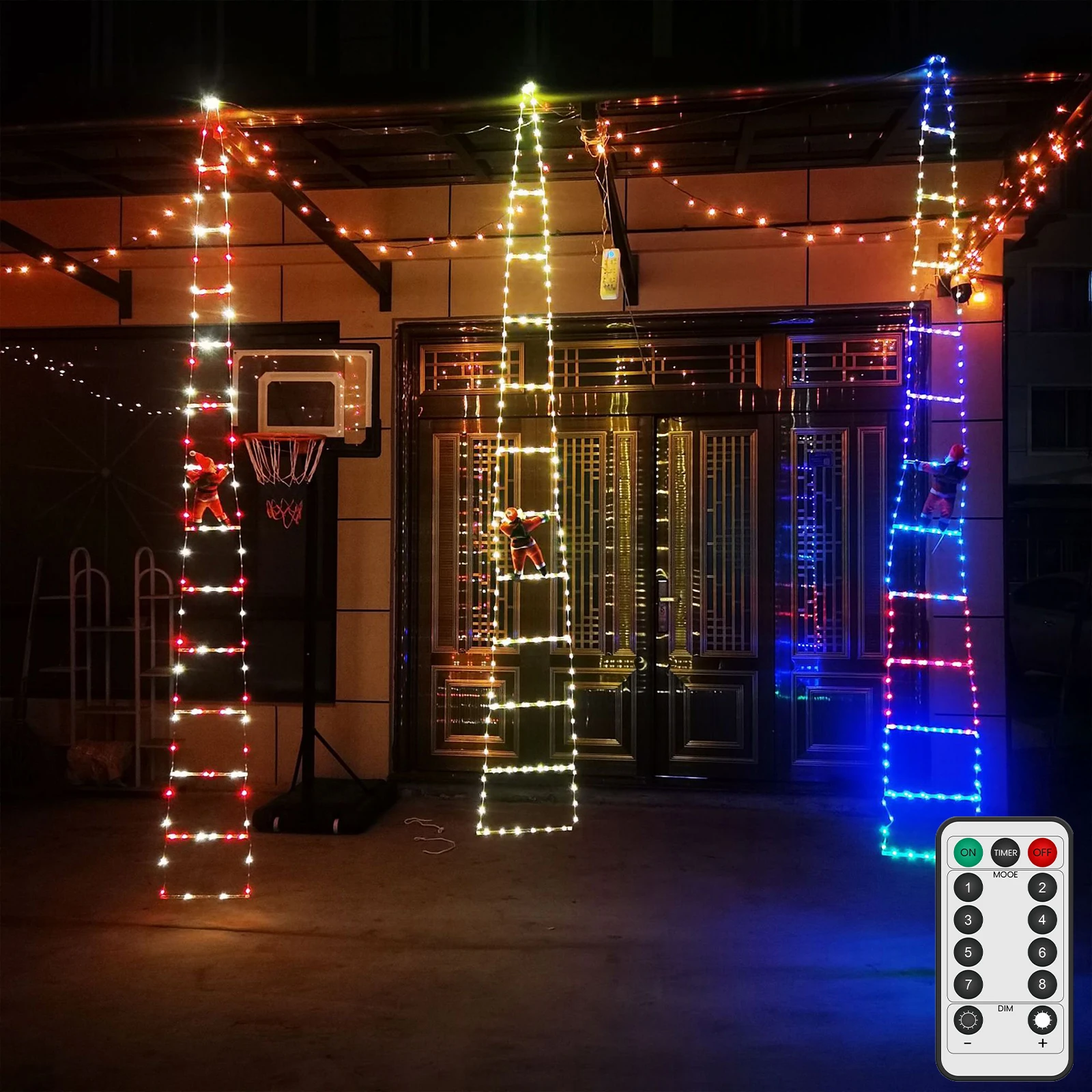 USB Božič LED Lestev Luči s Santa Claus Oddaljen Nadzor LED Niz za Notranja Zunanja Okna Garden Visi Božič Dekor