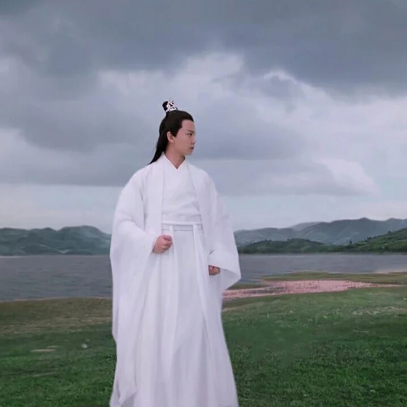 Yourqipao Kitajski Starodavno Tradicijo Hanfu Moških Fantasia Moški Cosplay Antični Učenjaki&Mečevalec Kostum Bela Hanfu Kompleti Za Moške