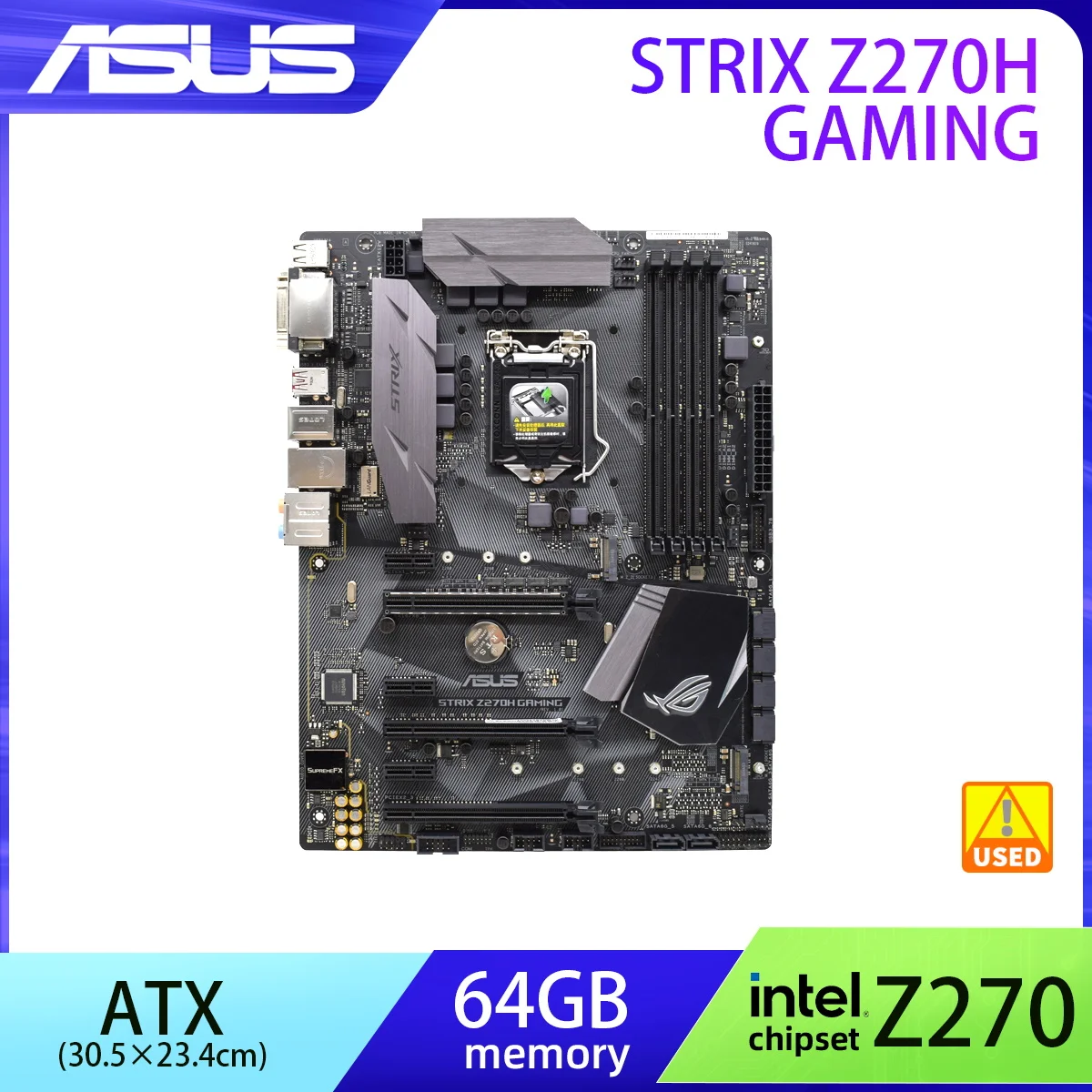 Z270 Motherboard ASUS ROG STRIX Z270H GAMING LGA 1151 Motherboard DDR4 Intel Z270 64GB PCI-E 3.0 M. 2 SATA 3 USB3.1Core I3-6300