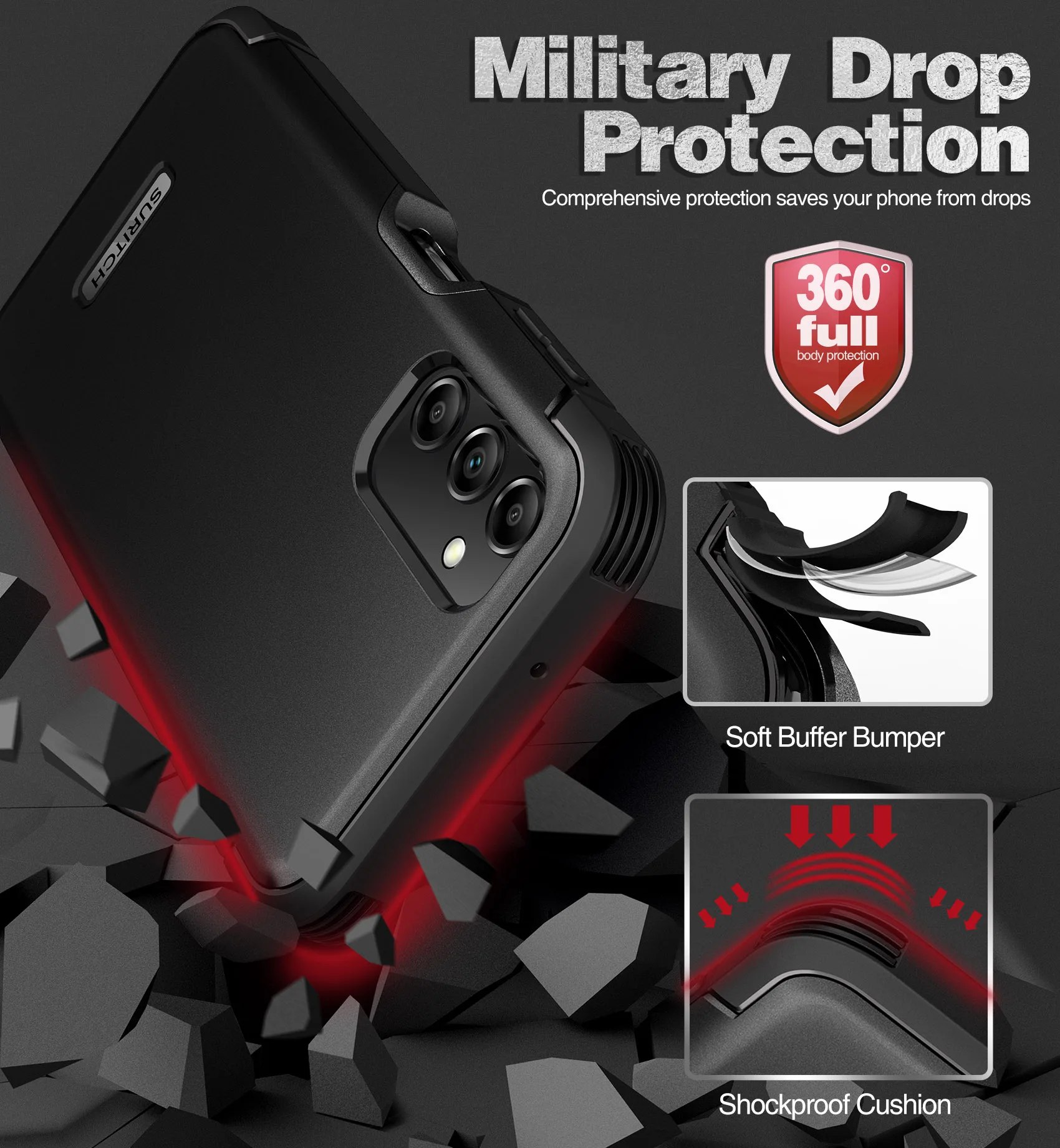Za Samsung Galaxy A14Case Celotno Telo, Vojaške Shockproof Oklep Krepak BumperThick Zaščitni ovitek Z Vgrajeno Screen Protector
