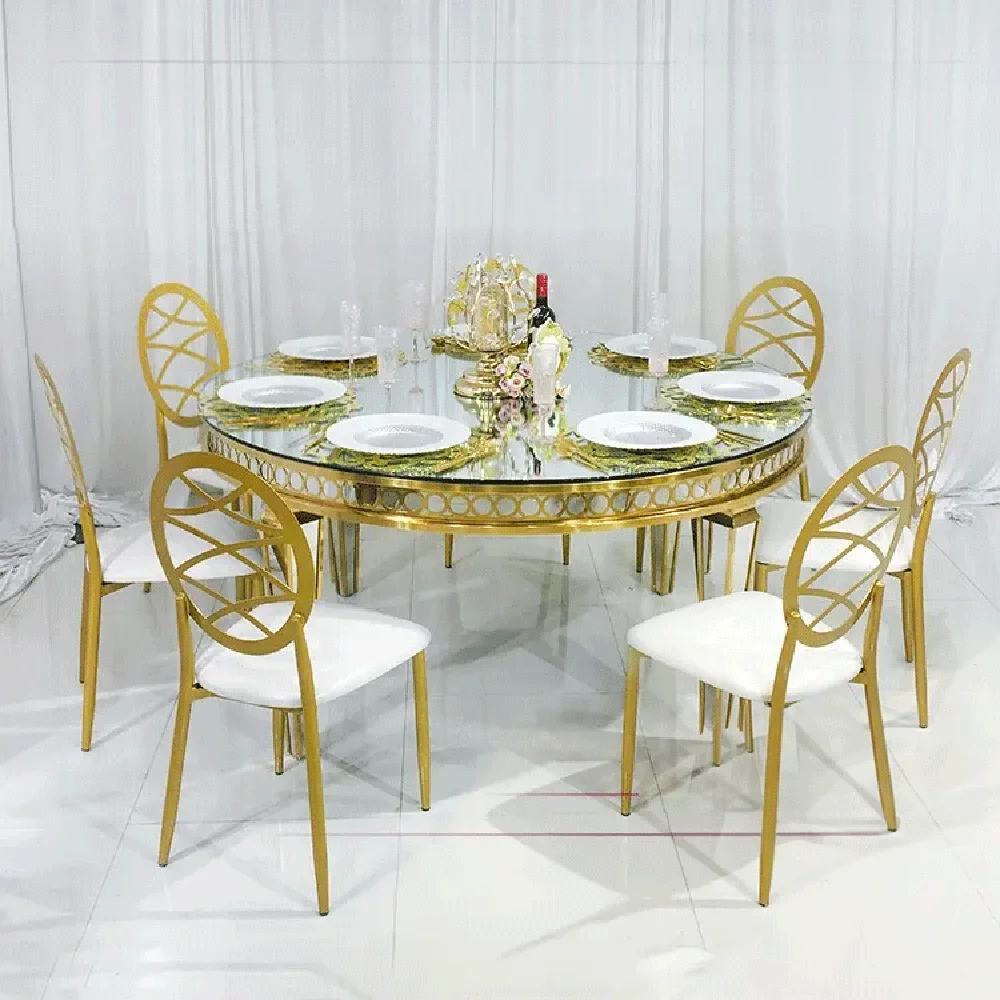 Zrcalno zlata luksuznem hotelu jedilnico pohištvo nastavite stekla jedilnico poroka banket tabela