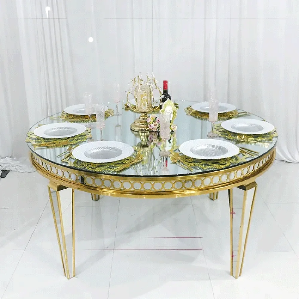 Zrcalno zlata luksuznem hotelu jedilnico pohištvo nastavite stekla jedilnico poroka banket tabela
