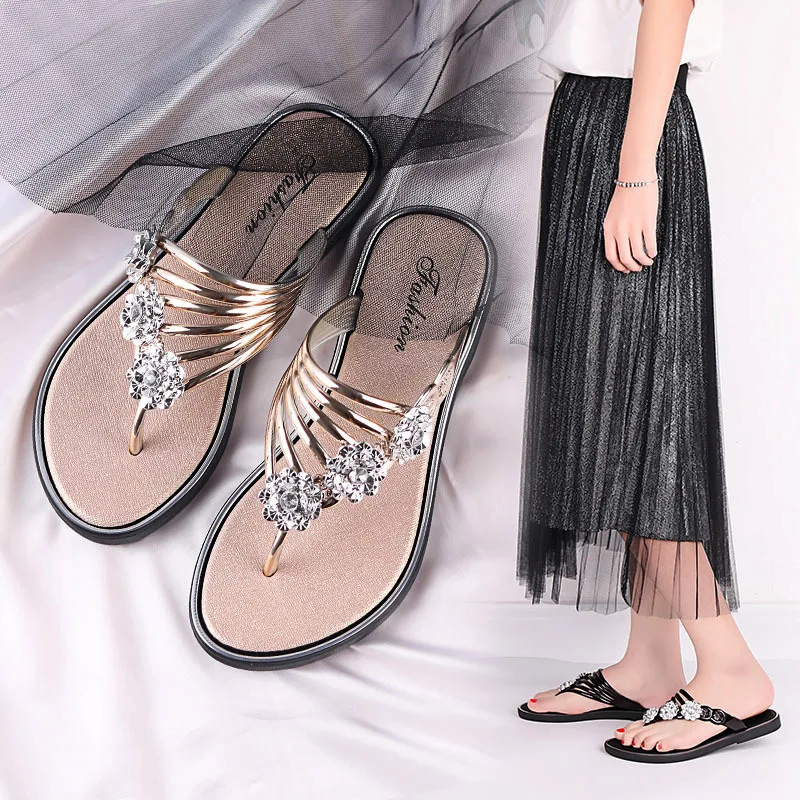 čevlji za ženske, Dame copate poletne sandale novo ravnim dnom ženske čevlje svetlobe in priložnostne flip-flops