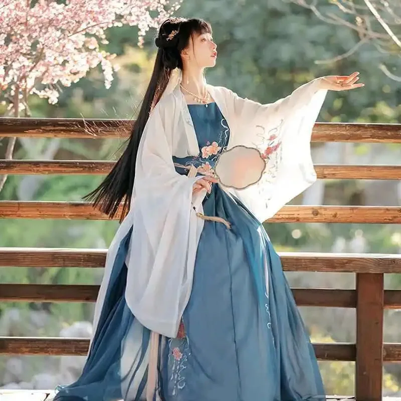 Ženske Tradicionalno Kitajsko Hanfu Kostum Lady Vestidos Han Dinastije Obleko Vezenje Dinastije Tang Princesa Ljudskih Plesnih Oblačil